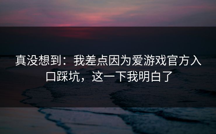 真没想到：我差点因为爱游戏官方入口踩坑，这一下我明白了