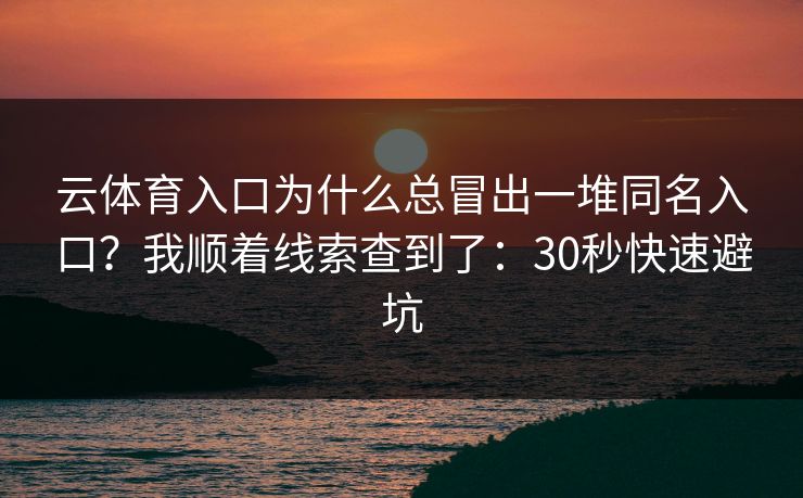 云体育入口为什么总冒出一堆同名入口？我顺着线索查到了：30秒快速避坑