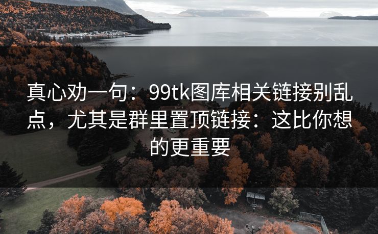 真心劝一句：99tk图库相关链接别乱点，尤其是群里置顶链接：这比你想的更重要